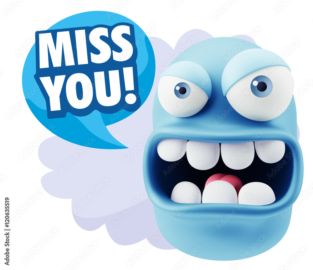 3d Rendering Angry Character Emoji saying Miss You with Colorful 3d Rendering Angry Character Emoji saying Miss You with Colorful