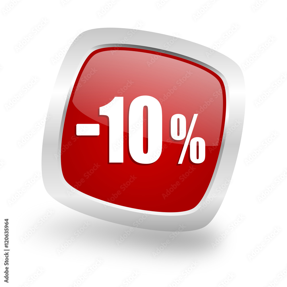 10 percent sale retail square red glossy chrome silver metallic web icon 10 percent sale retail square red glossy chrome silver metallic web icon
