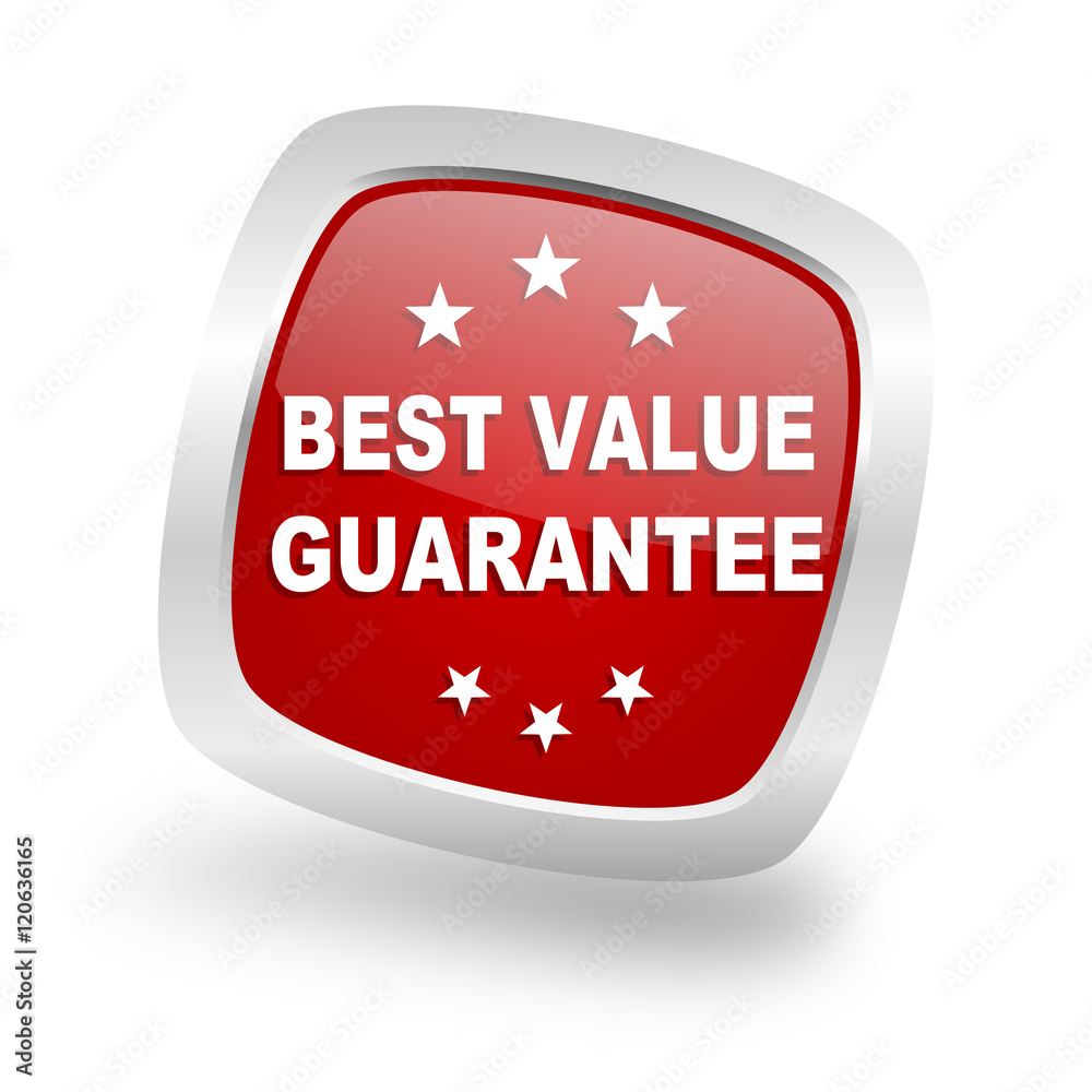 best value guarantee square red glossy chrome silver metallic web icon best value guarantee square red glossy chrome silver metallic web icon