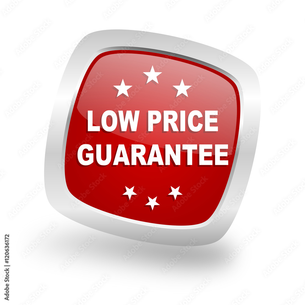 low price guarantee square red glossy chrome silver metallic web icon