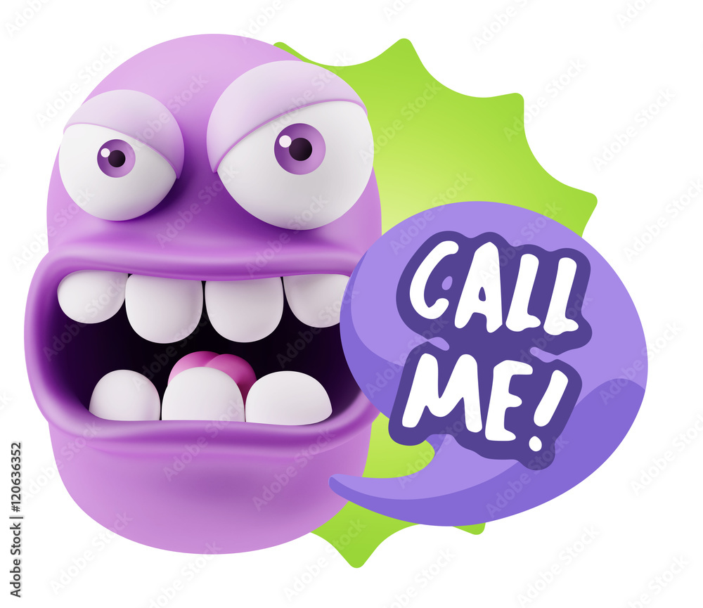 3d Rendering Angry Character Emoji saying Call me with Colorful 3d Rendering Angry Character Emoji saying Call me with Colorful