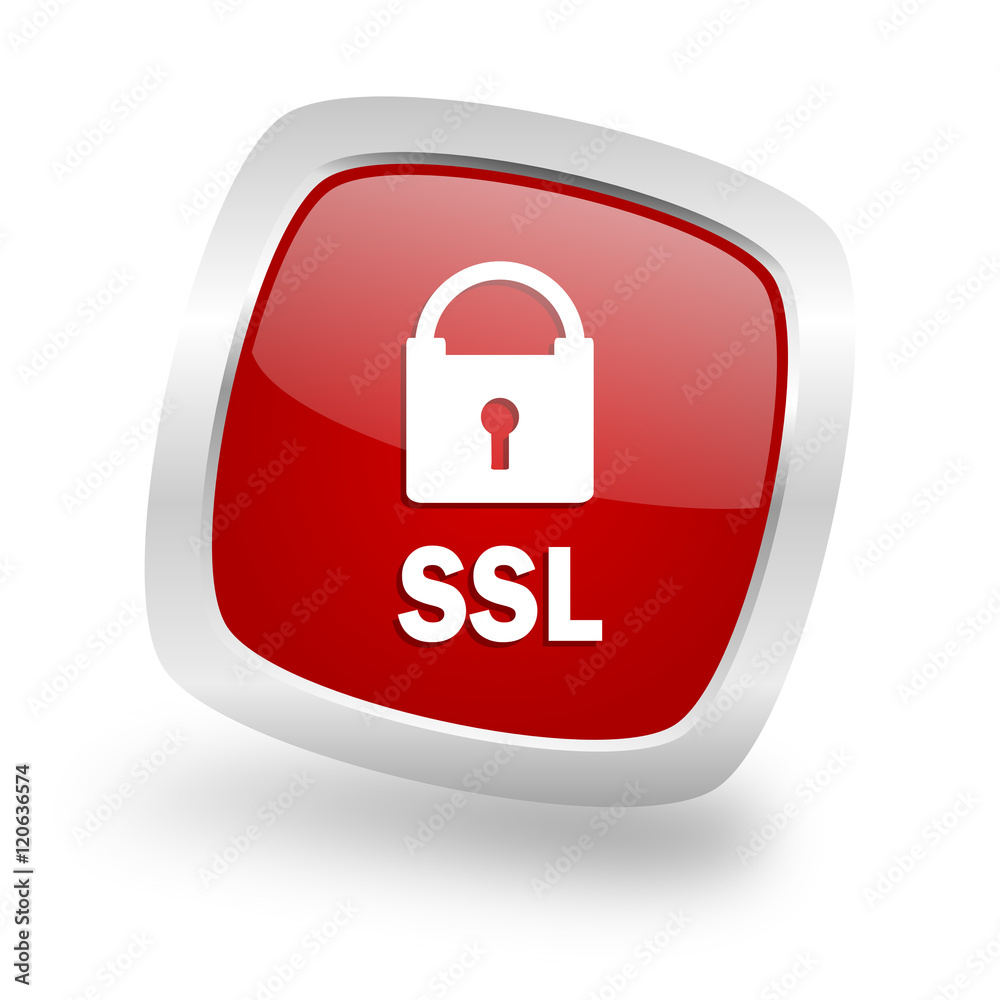 ssl square red glossy chrome silver metallic web icon ssl square red glossy chrome silver metallic web icon