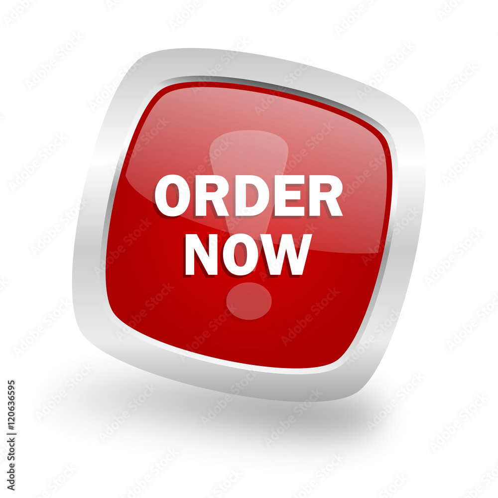 order now square red glossy chrome silver metallic web icon order now square red glossy chrome silver metallic web icon