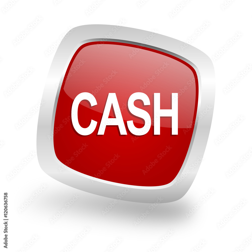 cash square red glossy chrome silver metallic web icon cash square red glossy chrome silver metallic web icon