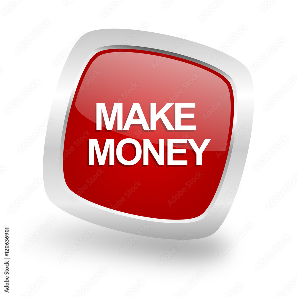 make money square red glossy chrome silver metallic web icon make money square red glossy chrome silver metallic web icon