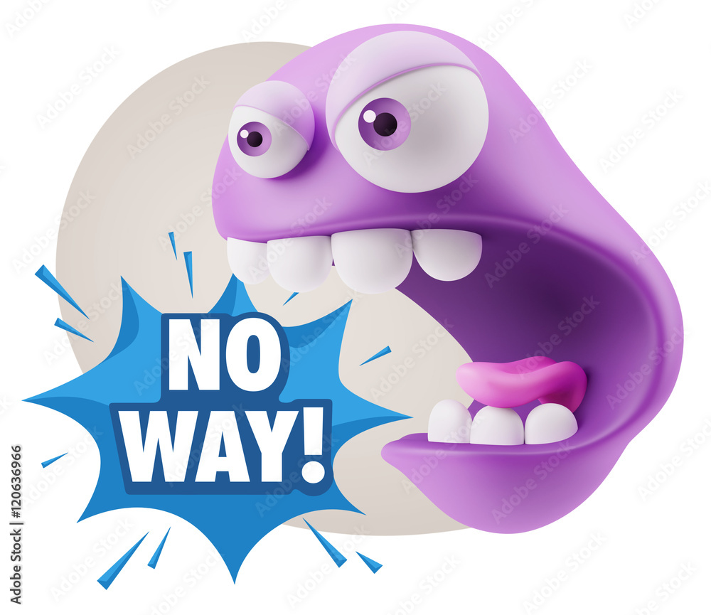 3d Rendering Angry Character Emoji saying No Way with Colorful S 3d Rendering Angry Character Emoji saying No Way with Colorful S