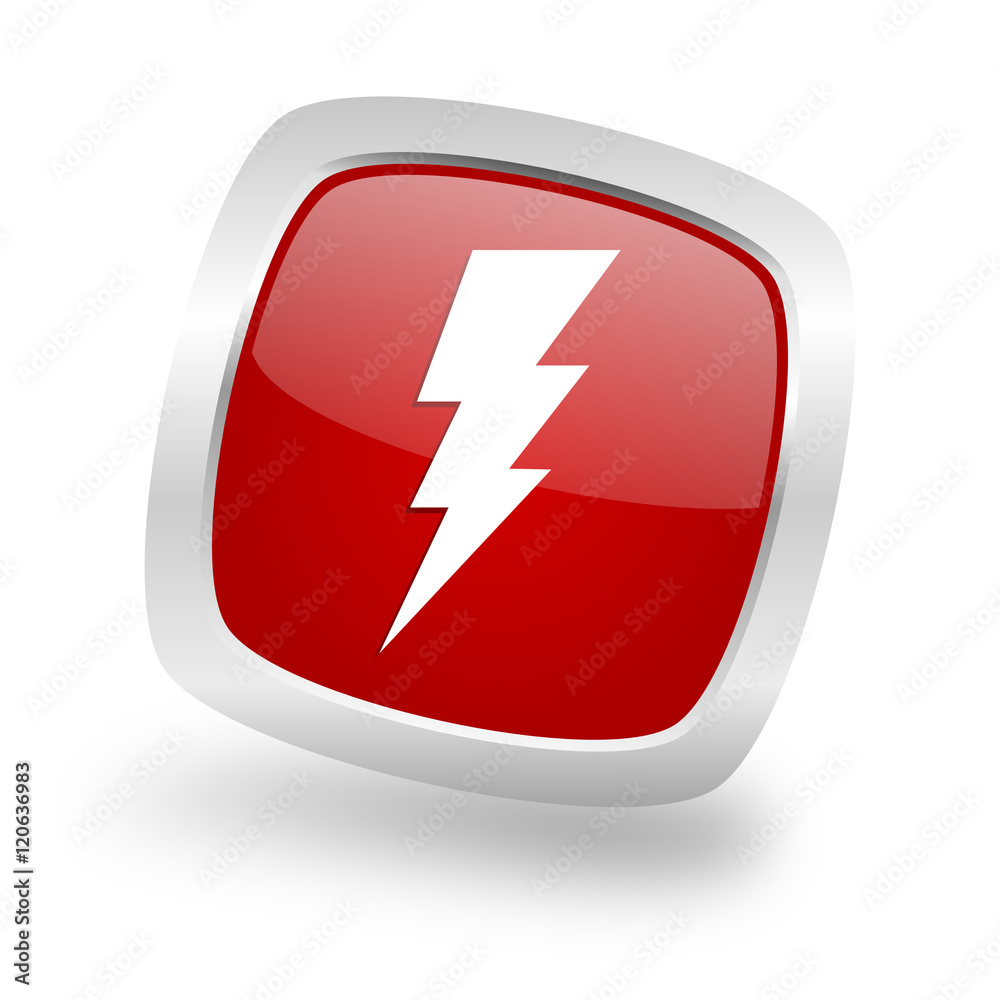 bolt square red glossy chrome silver metallic web icon bolt square red glossy chrome silver metallic web icon