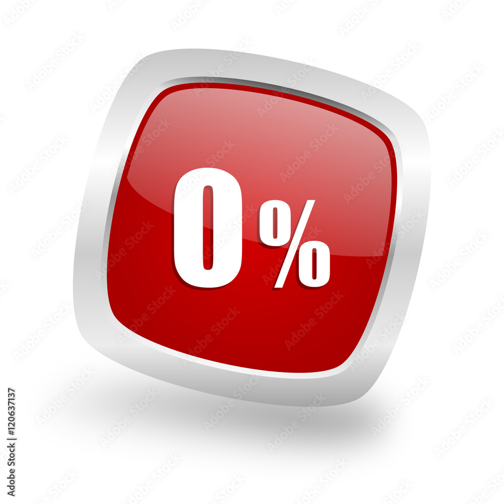 0 percent square red glossy chrome silver metallic web icon 0 percent square red glossy chrome silver metallic web icon