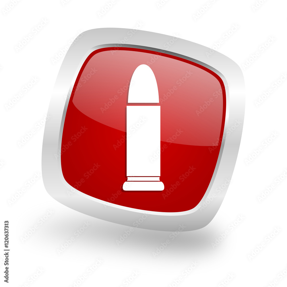 ammunition square red glossy chrome silver metallic web icon ammunition square red glossy chrome silver metallic web icon
