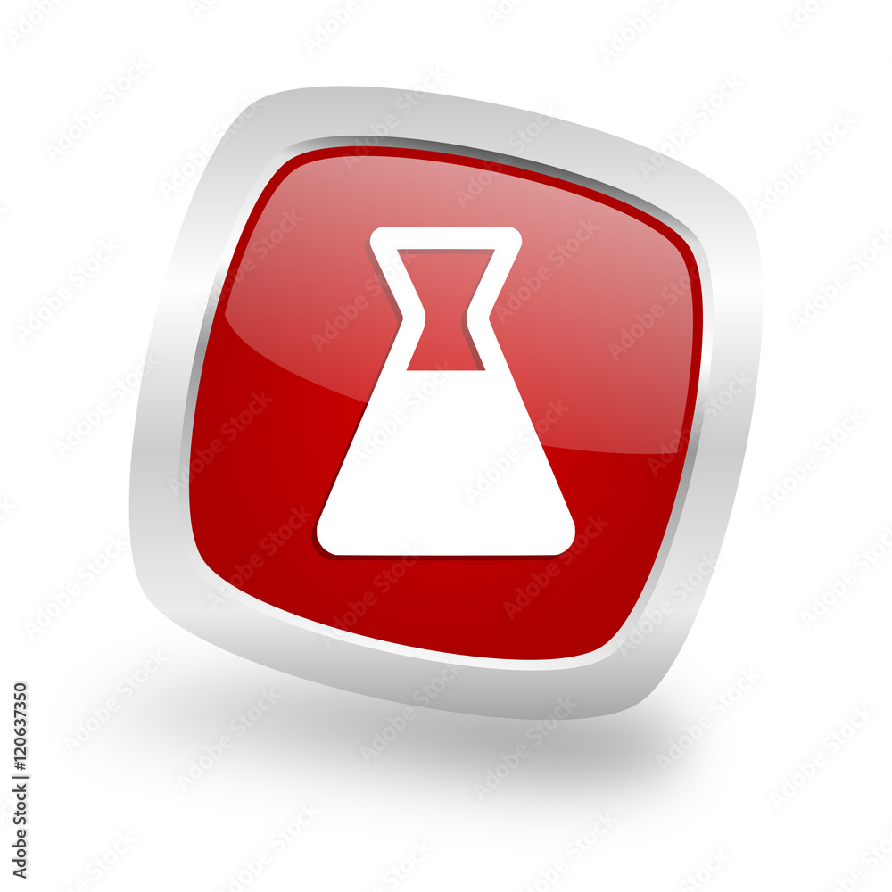 laboratory square red glossy chrome silver metallic web icon laboratory square red glossy chrome silver metallic web icon
