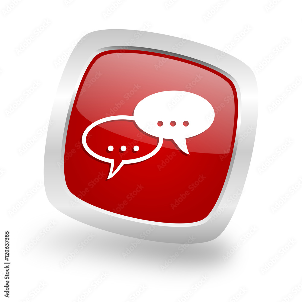 forum square red glossy chrome silver metallic web icon forum square red glossy chrome silver metallic web icon
