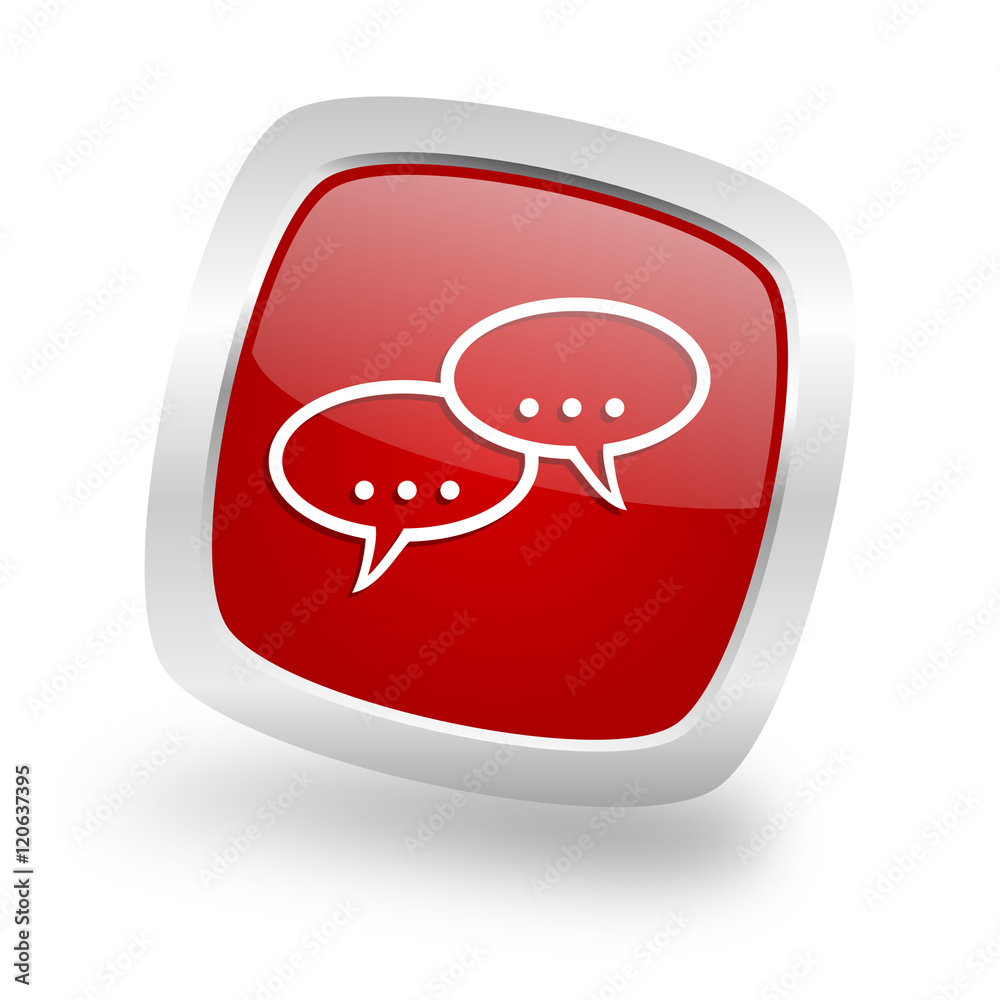 forum square red glossy chrome silver metallic web icon forum square red glossy chrome silver metallic web icon