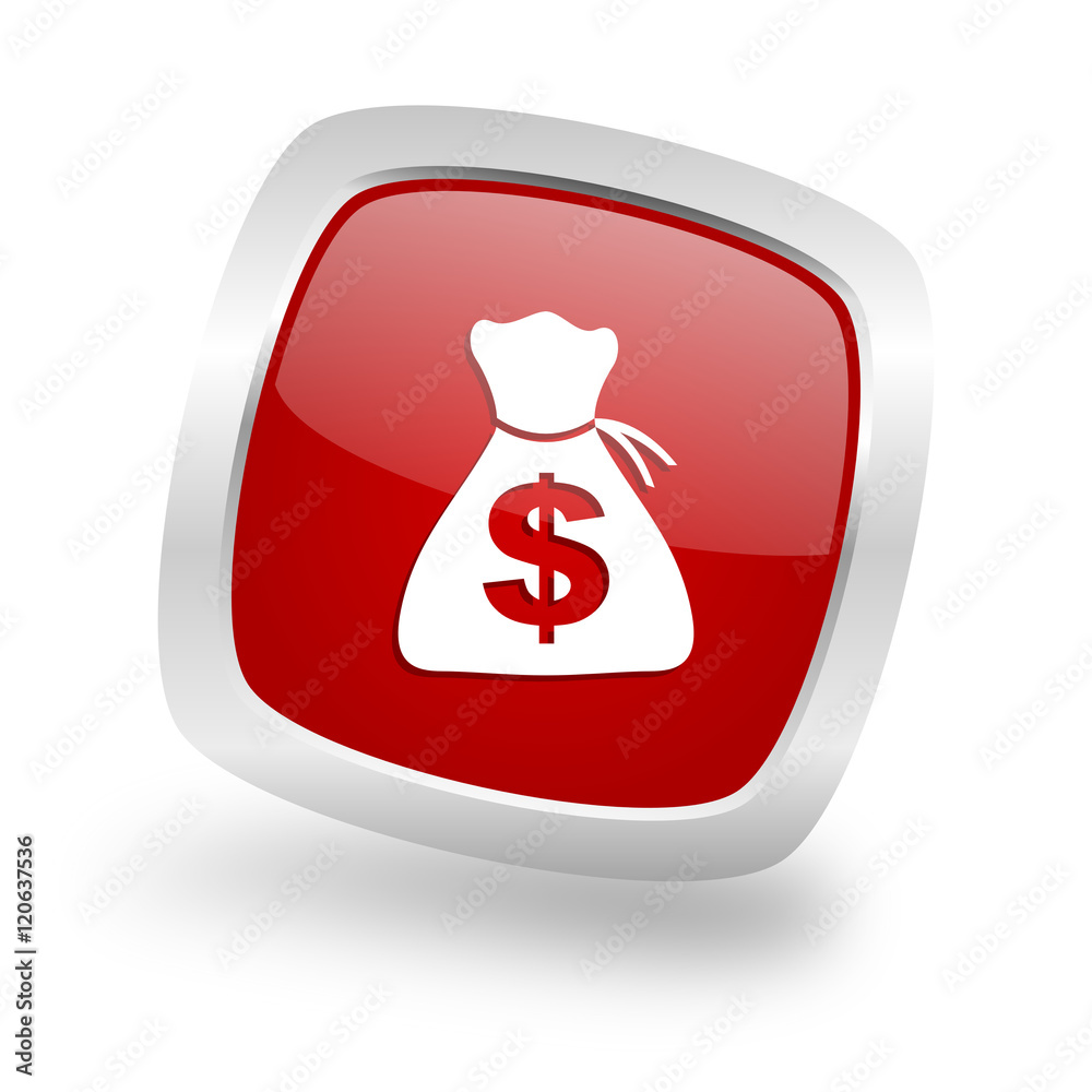money square red glossy chrome silver metallic web icon money square red glossy chrome silver metallic web icon