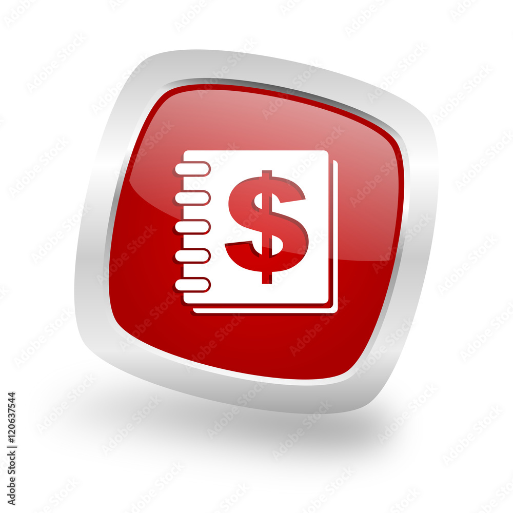 money square red glossy chrome silver metallic web icon money square red glossy chrome silver metallic web icon