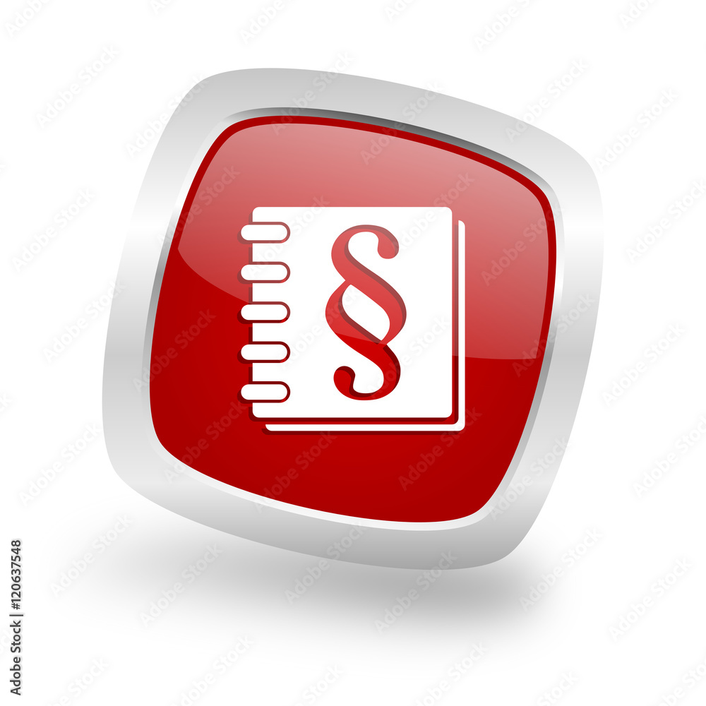 law square red glossy chrome silver metallic web icon law square red glossy chrome silver metallic web icon