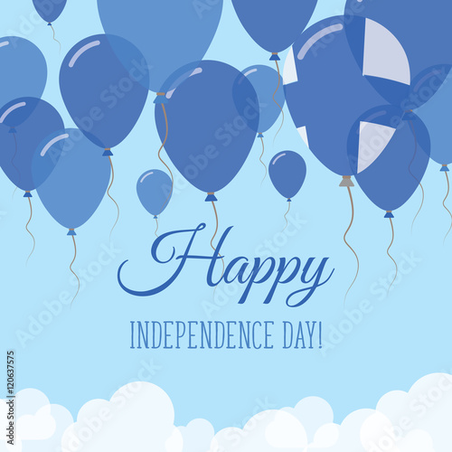 Finland Independence Day Flat Greeting Card. Flying Rubber Balloons in Colors of the Finnish Flag. Happy National Day Vector Illustration.