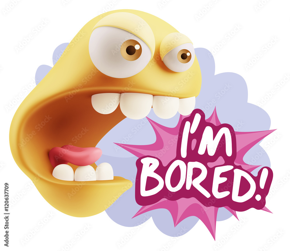 Obraz premium 3d Rendering Angry Character Emoji saying I'm Bored with Colorfu