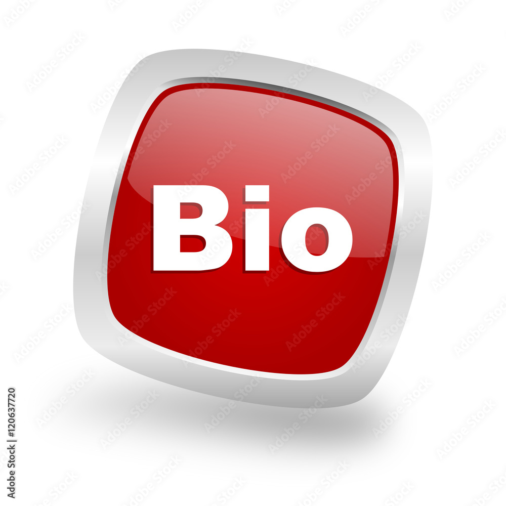 bio square red glossy chrome silver metallic web icon bio square red glossy chrome silver metallic web icon