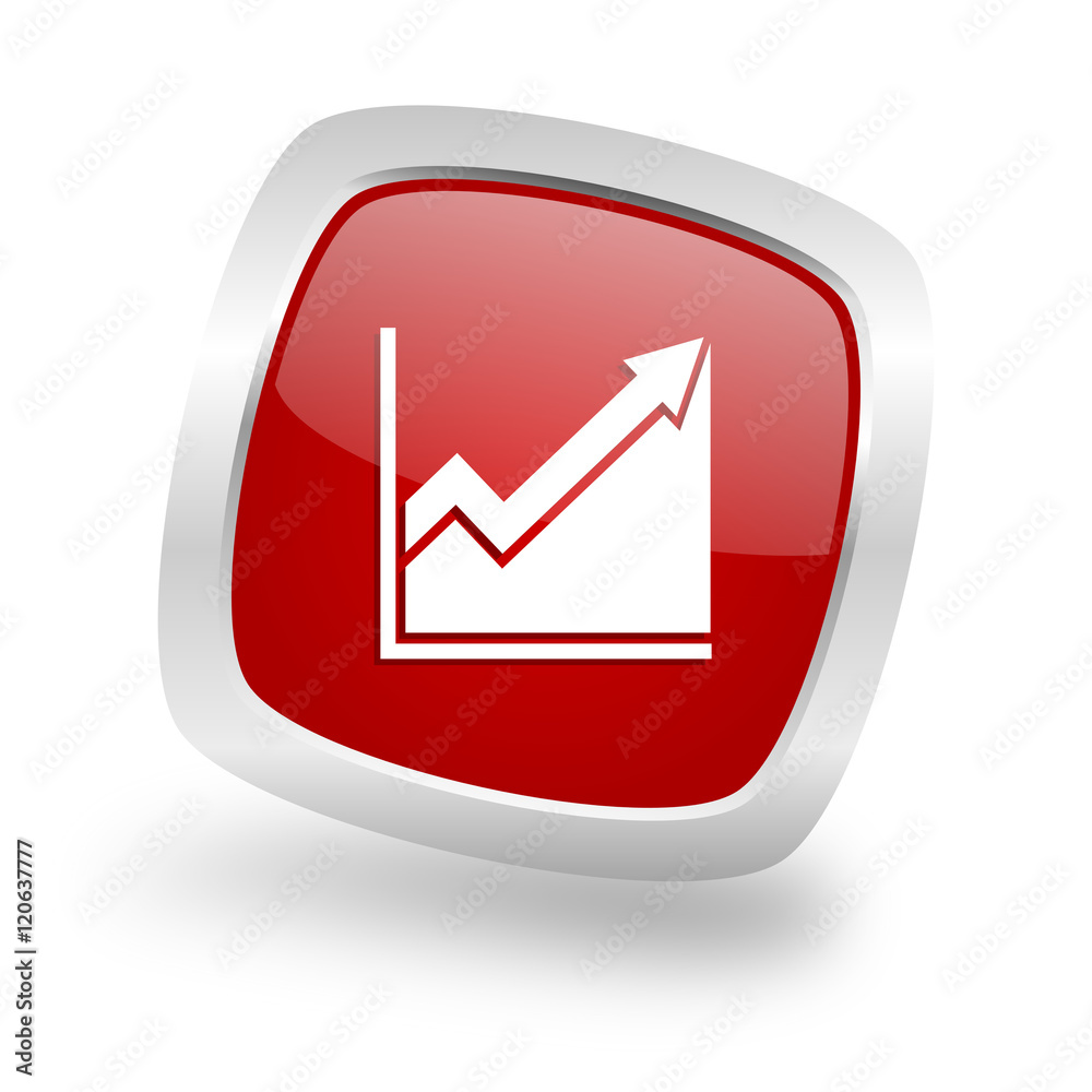 histogram square red glossy chrome silver metallic web icon histogram square red glossy chrome silver metallic web icon