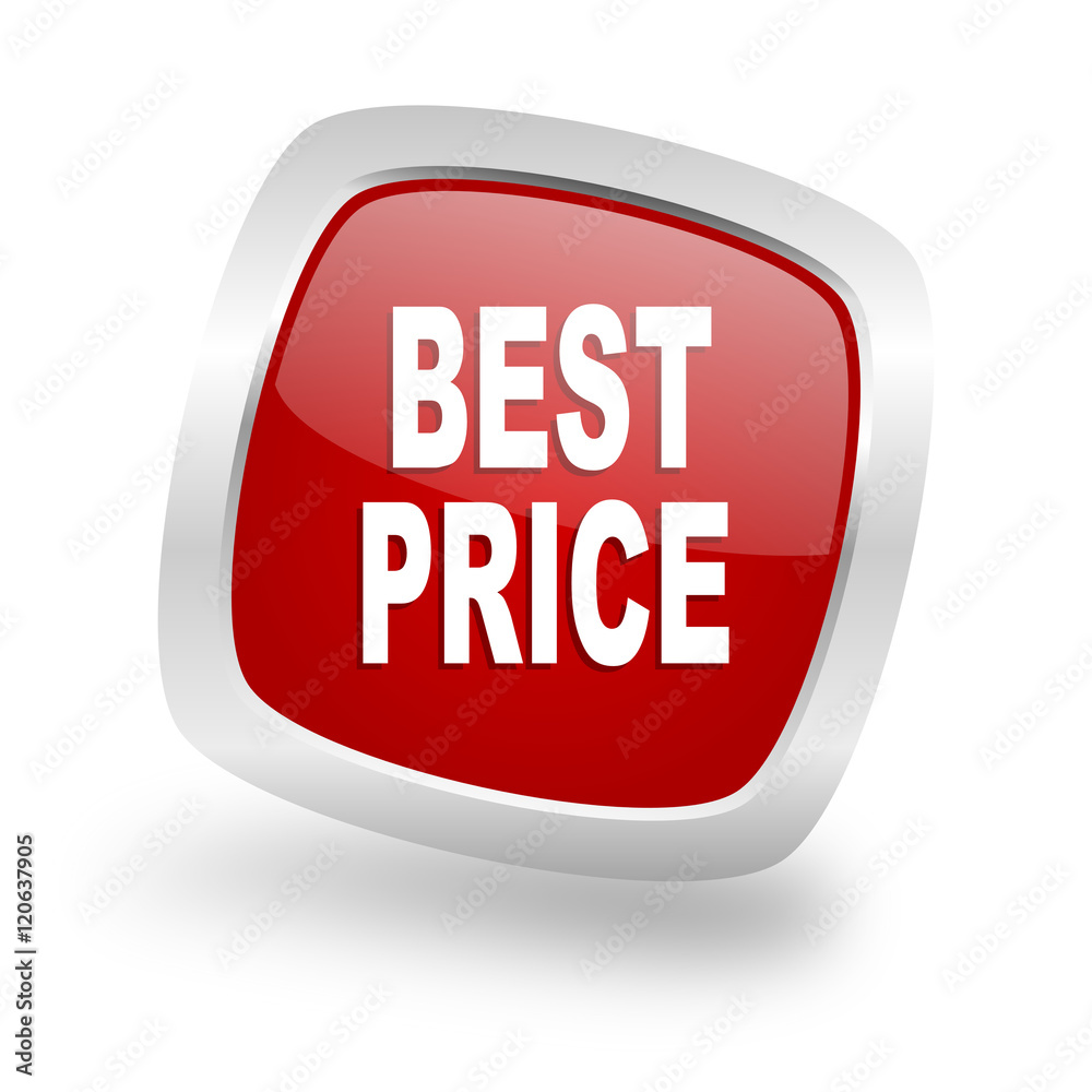 best price square red glossy chrome silver metallic web icon best price square red glossy chrome silver metallic web icon