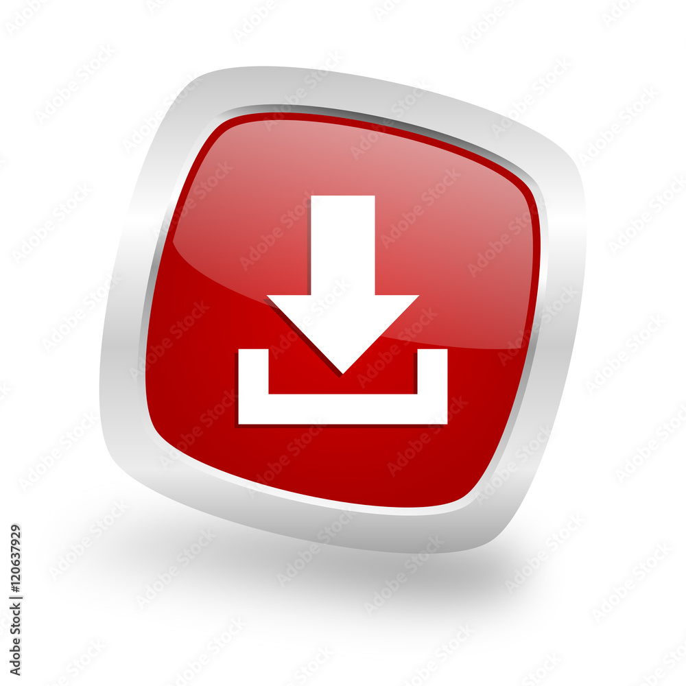 download square red glossy chrome silver metallic web icon download square red glossy chrome silver metallic web icon