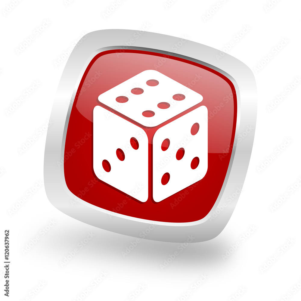 game square red glossy chrome silver metallic web icon game square red glossy chrome silver metallic web icon
