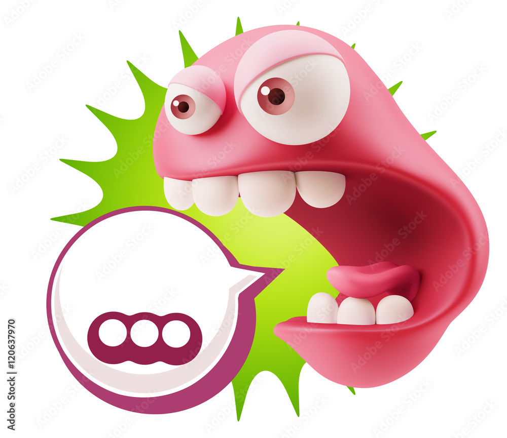 3d Rendering Angry Character Emoji saying … with Colorful Spee 3d Rendering Angry Character Emoji saying … with Colorful Spee