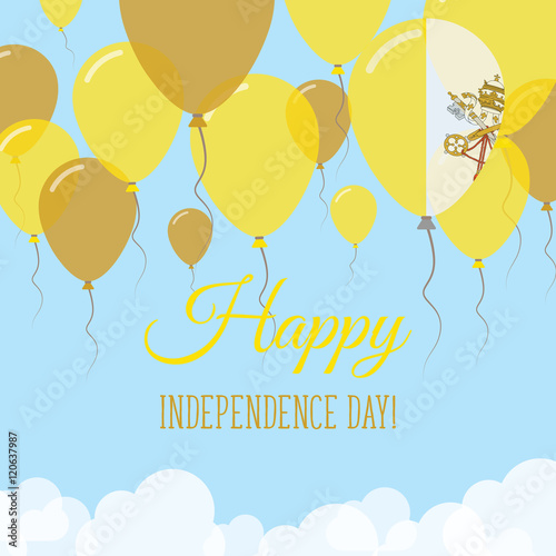 Holy See (Vatican City State) Independence Day Flat Greeting Card. Flying Rubber Balloons in Colors of the Italian Flag. Happy National Day Vector Illustration.