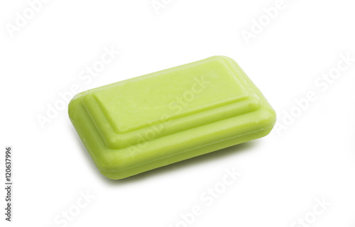 Green Soap Bar. Isolated on white background. © Kate