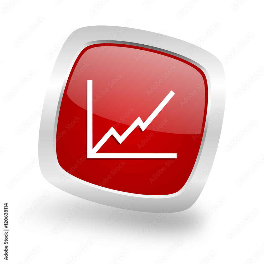 chart square red glossy chrome silver metallic web icon chart square red glossy chrome silver metallic web icon