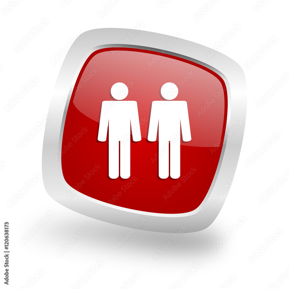 couple square red glossy chrome silver metallic web icon couple square red glossy chrome silver metallic web icon