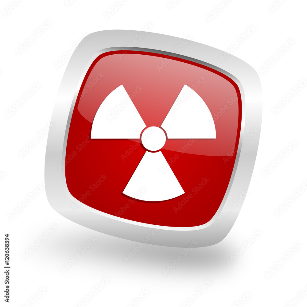 radiation square red glossy chrome silver metallic web icon radiation square red glossy chrome silver metallic web icon