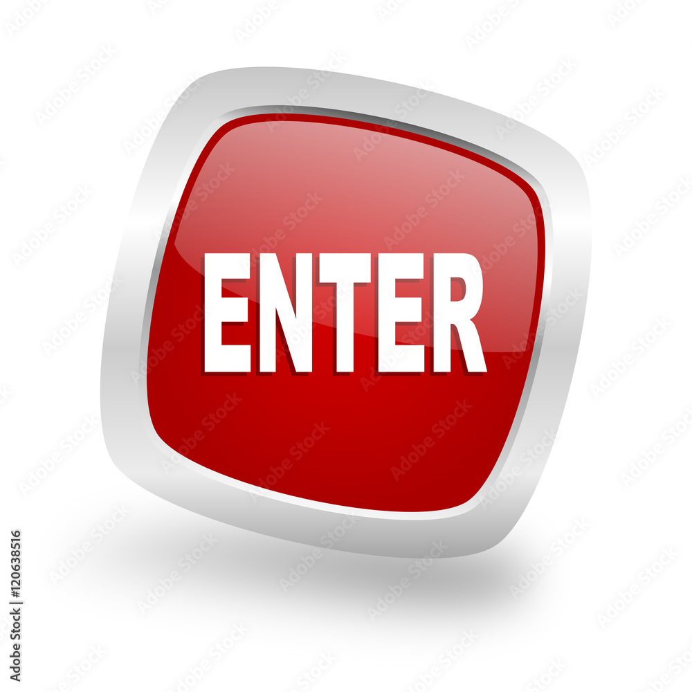 enter square red glossy chrome silver metallic web icon enter square red glossy chrome silver metallic web icon