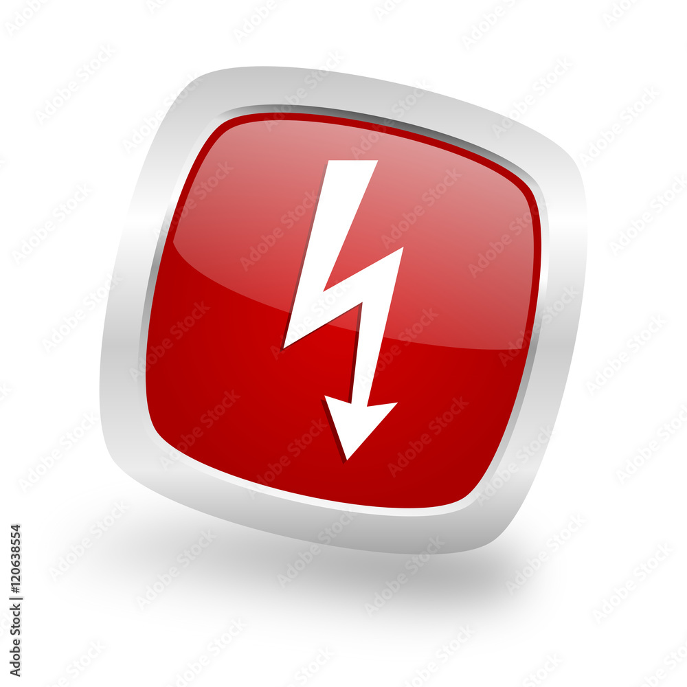 bolt square red glossy chrome silver metallic web icon bolt square red glossy chrome silver metallic web icon