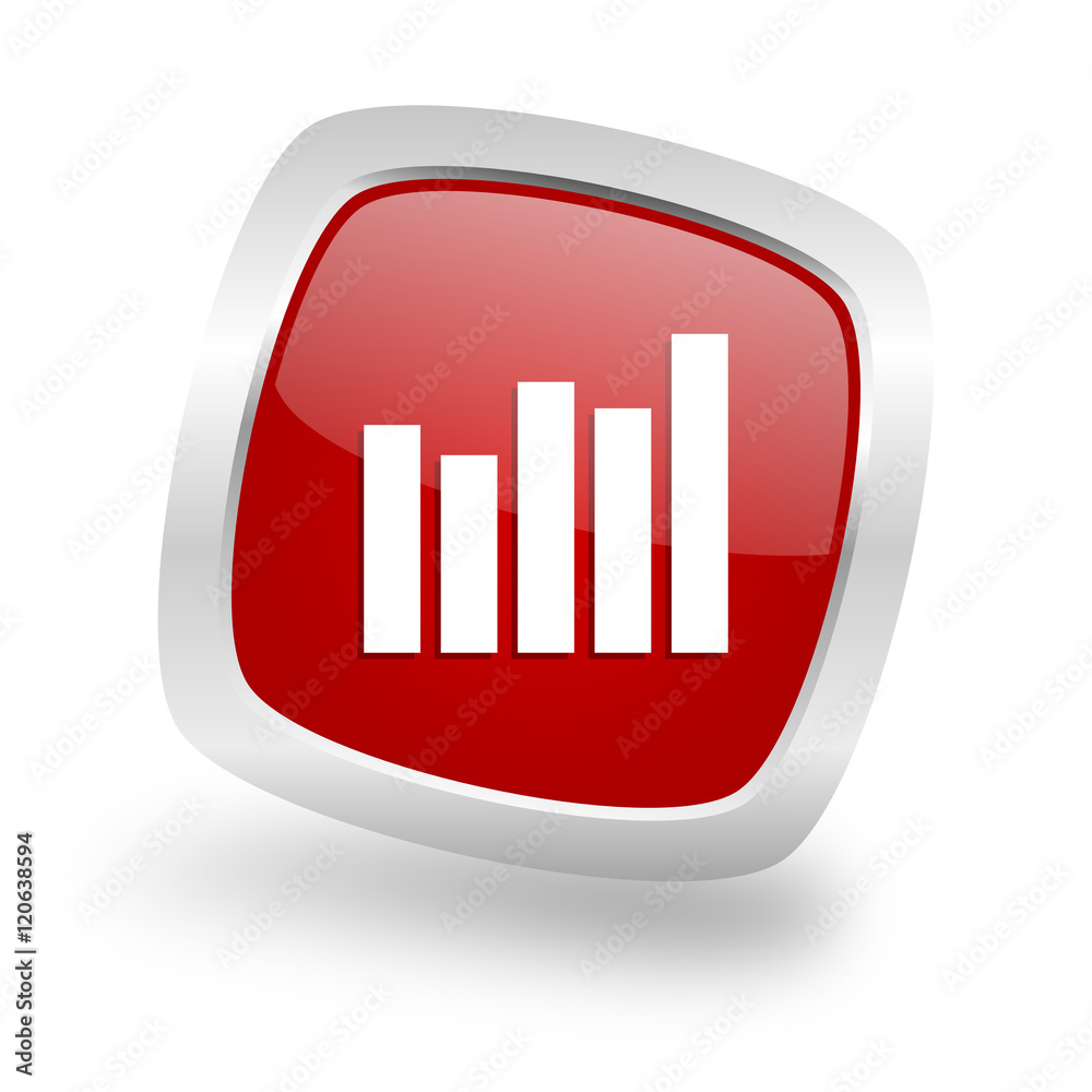 graph square red glossy chrome silver metallic web icon graph square red glossy chrome silver metallic web icon