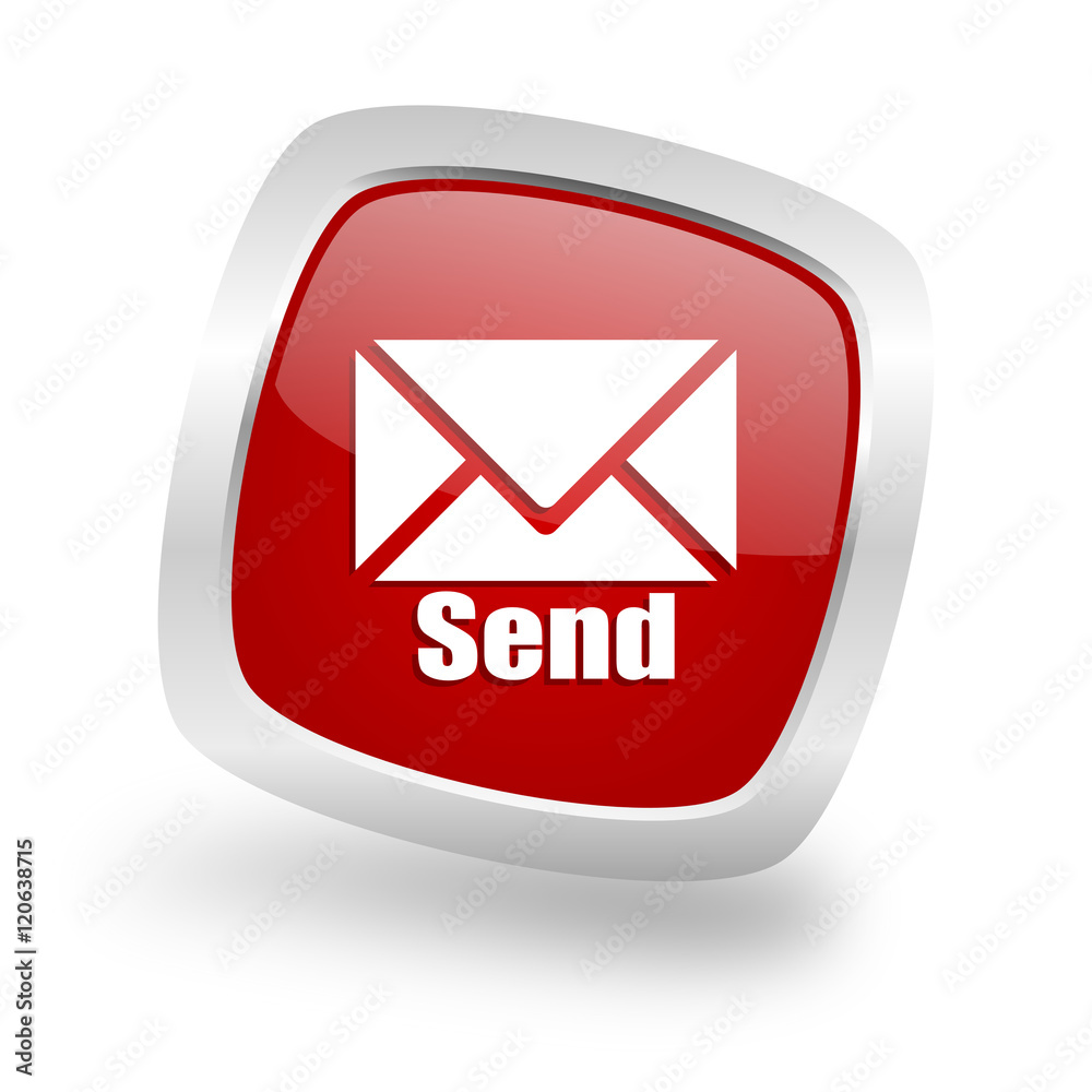 send square red glossy chrome silver metallic web icon send square red glossy chrome silver metallic web icon