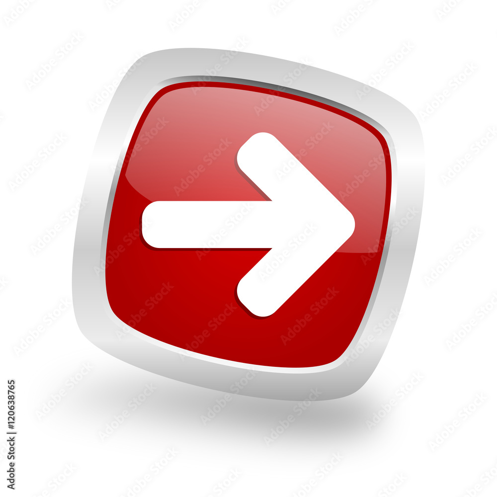 right arrow square red glossy chrome silver metallic web icon right arrow square red glossy chrome silver metallic web icon