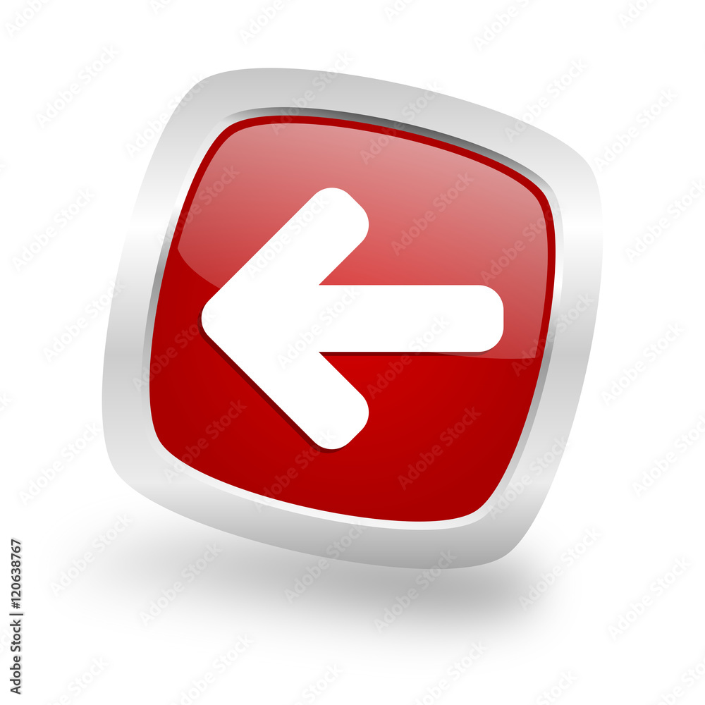 left arrow square red glossy chrome silver metallic web icon left arrow square red glossy chrome silver metallic web icon