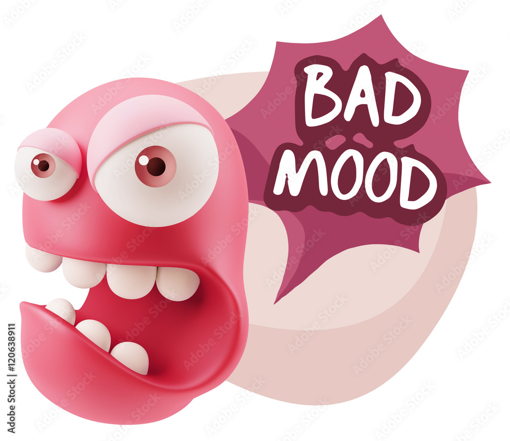 3d Rendering Angry Character Emoji saying Bad Mood with Colorful 3d Rendering Angry Character Emoji saying Bad Mood with Colorful