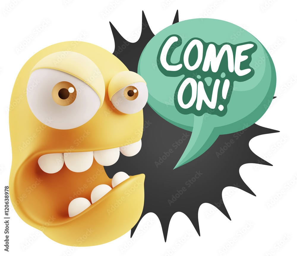 3d Rendering Angry Character Emoji saying Come On with Colorful 3d Rendering Angry Character Emoji saying Come On with Colorful