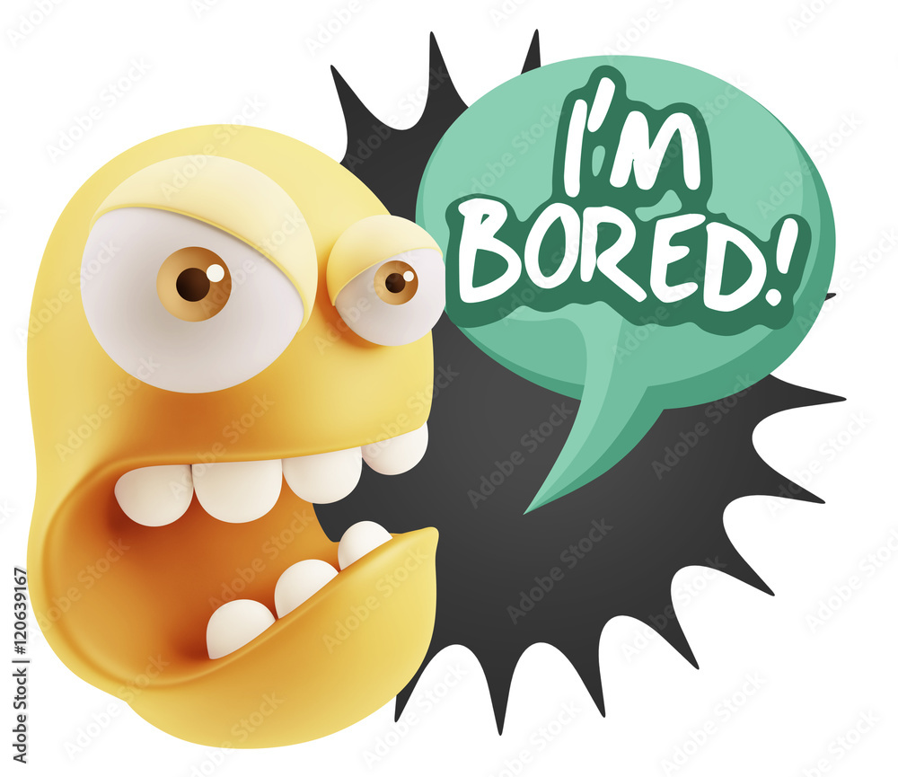 3d Rendering Angry Character Emoji saying I'm Bored with Colorfu 3d Rendering Angry Character Emoji saying I'm Bored with Colorfu