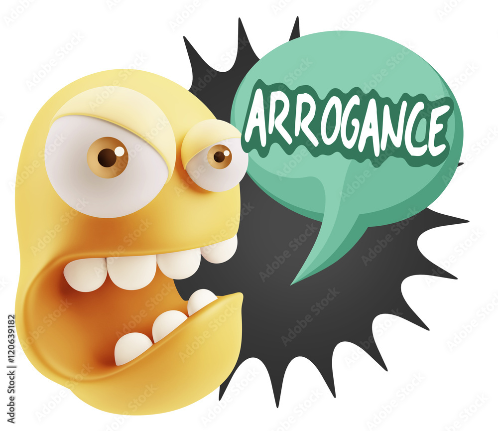 3d Rendering Angry Character Emoji saying Arrogance with Colorfu 3d Rendering Angry Character Emoji saying Arrogance with Colorfu