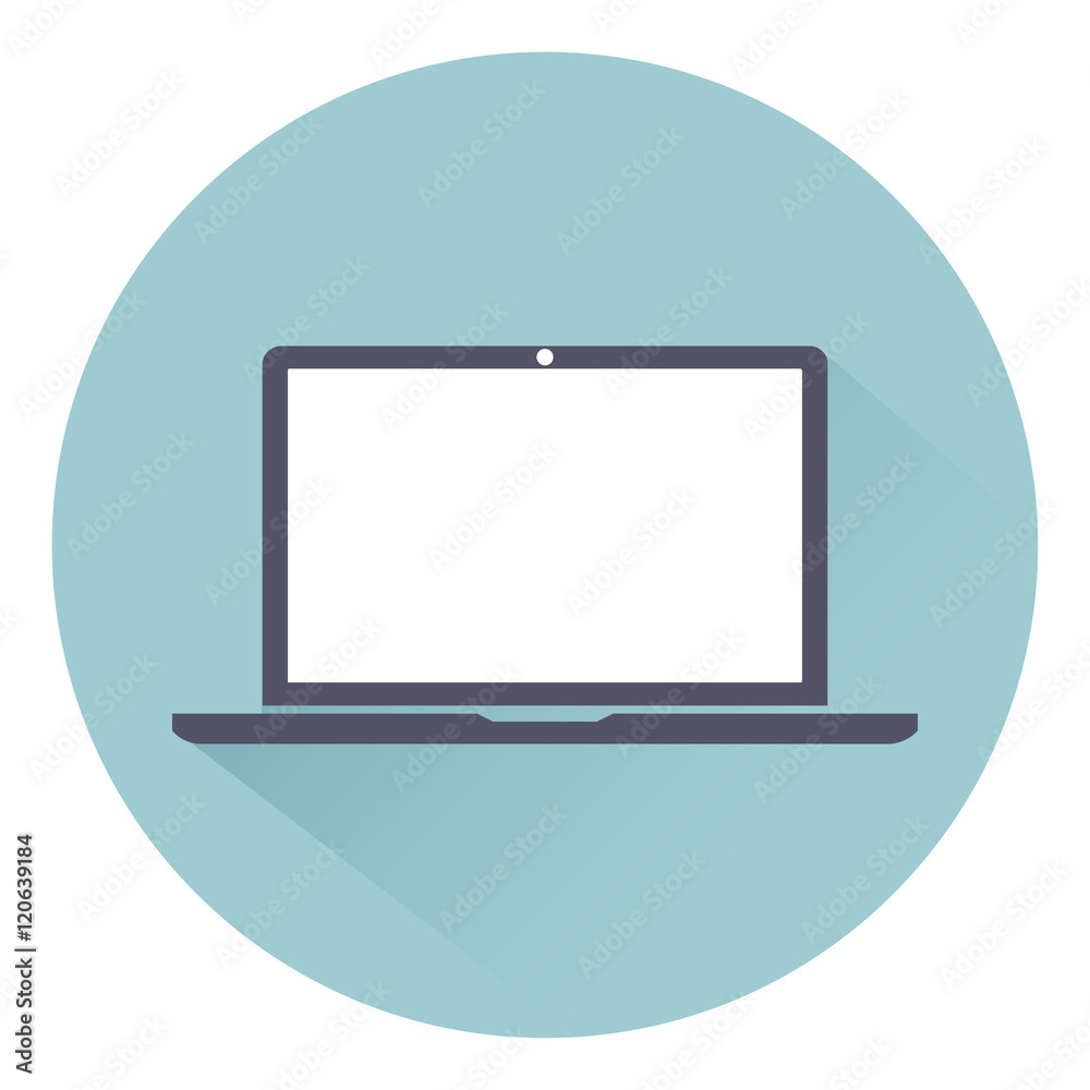 Laptop icon flat style with shadow isolated on background, vector illustration for web design Laptop icon flat style with shadow isolated on background, vector illustration for web design