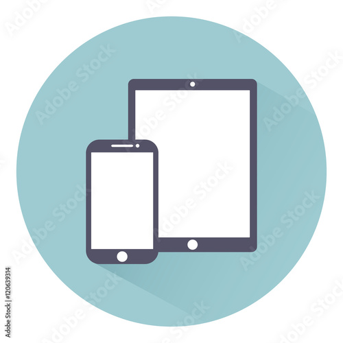 Tablet computer and mobile phone. Electronic equipment gadgets, isolated on a light background