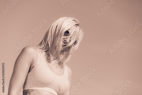 Young girl on beach. photo