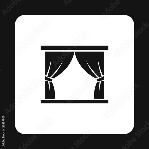 Stage curtains icon in simple style on a white background vector illustration