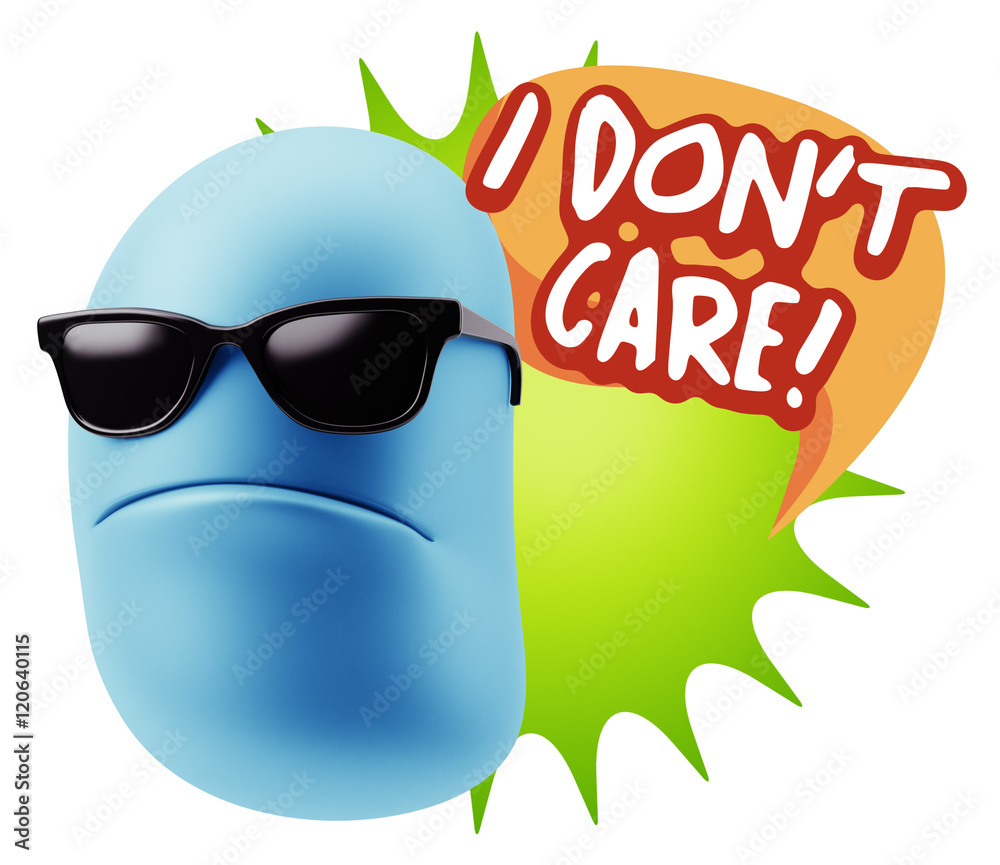 3d Rendering Angry Character Emoji saying I Don't Care with Colo 3d Rendering Angry Character Emoji saying I Don't Care with Colo