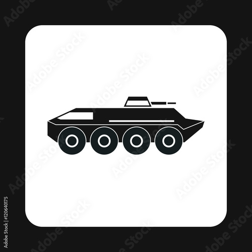 Armoured troop carrier wheeled icon in simple style on a white background vector illustration