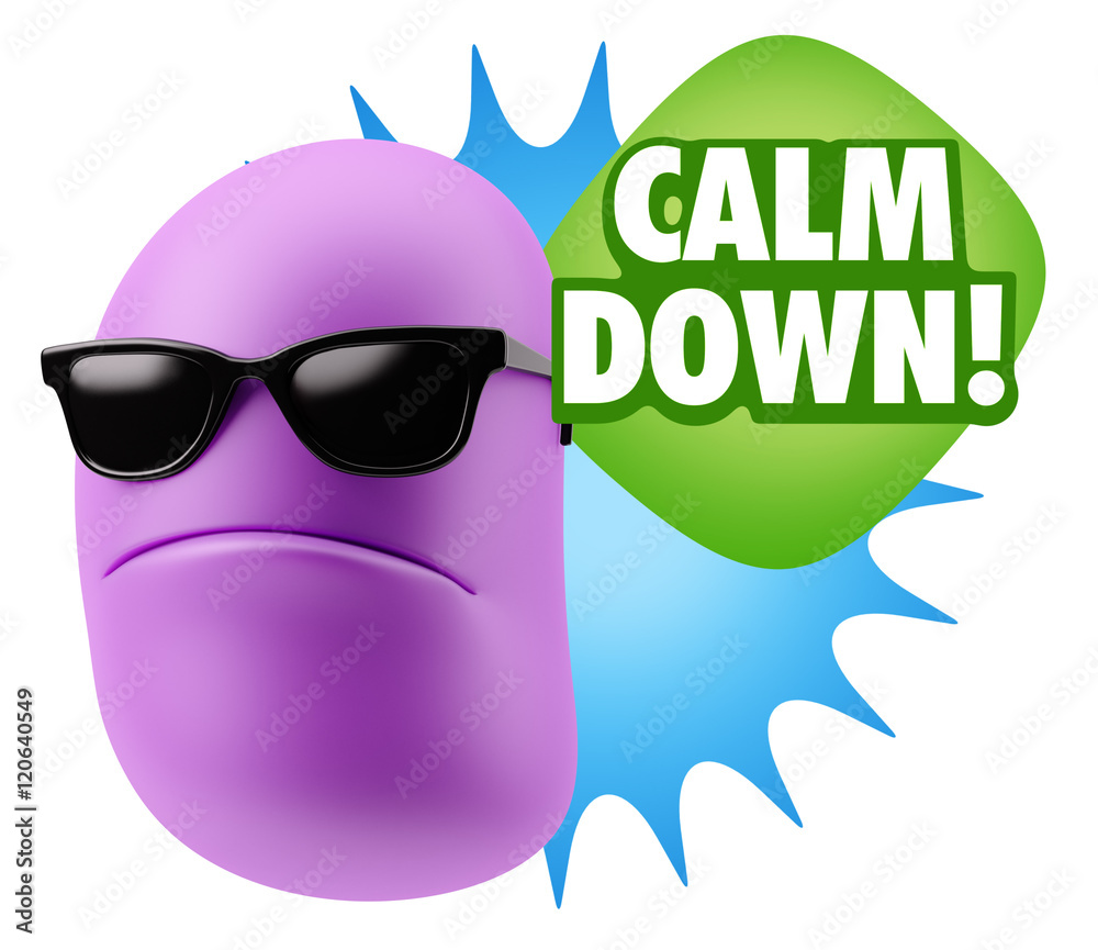 3d Rendering Angry Character Emoji saying Calm Down with Colorfu 3d Rendering Angry Character Emoji saying Calm Down with Colorfu