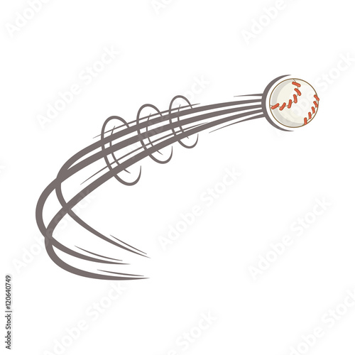 Baseball ball fly icon in cartoon style isolated on white background vector illustration